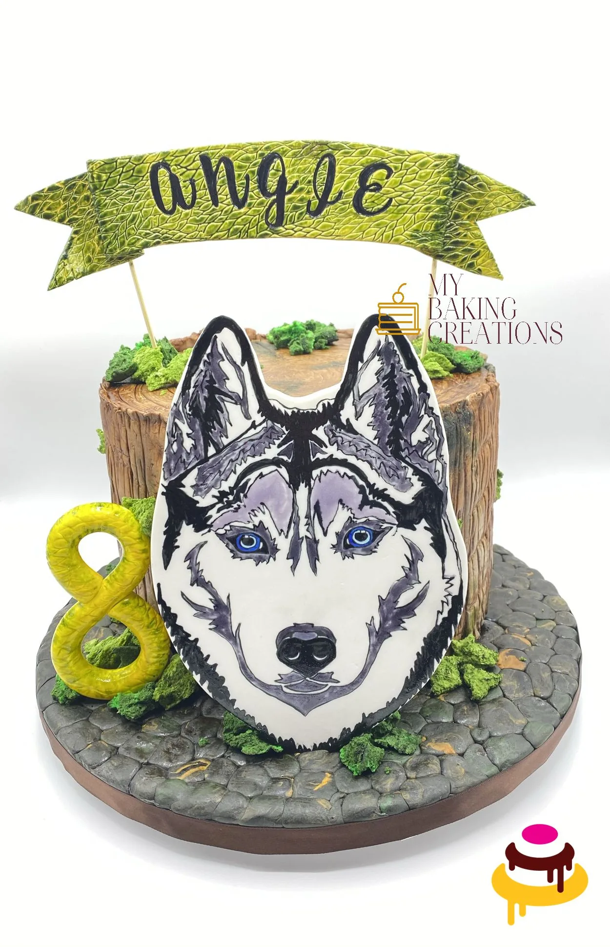 Custom husky dog sculpted birthday cake Bay Area bakery